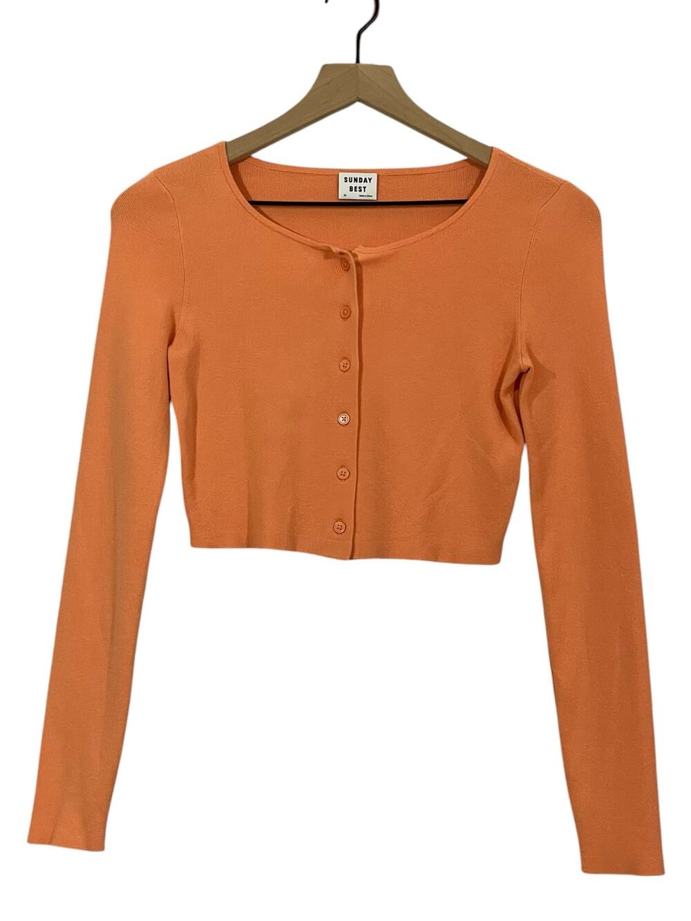 ARITZIA Sunday Best Izzy Cropped Button Up Cardigan - Orange - XS